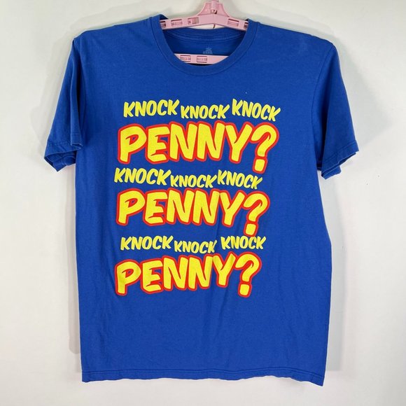 Knock Knock Knock Penny T Shirt Adult Size L Blue Big Bang Theory Movie Promo - Picture 1 of 5
